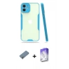 MARSİLYAN™- iPhone 12 Kılıf Atlas Asil Serisi - Siyah Bilvis 5in1 3D Magic Cam Ekran Koruyucu + Metal Kamera Lens Koruma Cam - AKYL