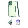 MARSİLYAN™- iPhone 12 Kılıf Atlas Asil Serisi - Siyah Bilvis 5in1 3D Magic Cam Ekran Koruyucu + Raze Metal Kamera Lens - KI