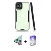 MARSİLYAN™- iPhone 12 Kılıf Atlas Asil Serisi - Siyah Bilvis 5in1 3D Magic Cam Ekran Koruyucu + Raze Metal Kamera Lens - KI