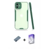 MARSİLYAN™- iPhone 12 Kılıf Atlas Asil Serisi - Siyah Bilvis 5in1 3D Magic Cam Ekran Koruyucu + Metal Kamera Lens Koruma Cam - MI