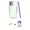 MARSİLYAN™- iPhone 12 Kılıf Atlas Asil Serisi - Siyah Bilvis 5in1 3D Magic Cam Ekran Koruyucu + Renkli Kamera Lens Koruma Cam - SI