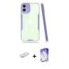 MARSİLYAN™- iPhone 12 Kılıf Atlas Asil Serisi - Siyah Bilvis 5in1 3D Magic Cam Ekran Koruyucu + Renkli Kamera Lens Koruma Cam - SI