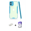 MARSİLYAN™- iPhone 12 Kılıf Atlas Asil Serisi - Siyah Bilvis 5in1 3D Magic Cam Ekran Koruyucu + Renkli Kamera Lens Koruma Cam - SI