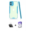 MARSİLYAN™- iPhone 12 Kılıf Atlas Asil Serisi - Siyah Bilvis 5in1 3D Magic Cam Ekran Koruyucu + Kamera Lens Koruma Cam - SF
