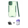MARSİLYAN™- iPhone 12 Kılıf Atlas Asil Serisi - Siyah Bilvis 5in1 3D Magic Cam Ekran Koruyucu + Kamera Lens Koruma Cam - SF