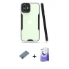 MARSİLYAN™- iPhone 12 Kılıf Atlas Asil Serisi - Siyah Bilvis 5in1 5D Magic Hayalet Cam Ekran Koruyucu + Metal Kamera Lens Koruma Cam - AKYL