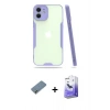 MARSİLYAN™- iPhone 12 Kılıf Atlas Asil Serisi - Siyah Bilvis 5in1 5D Magic Hayalet Cam Ekran Koruyucu + Metal Kamera Lens Koruma Cam - AKYL
