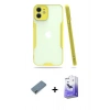MARSİLYAN™- iPhone 12 Kılıf Atlas Asil Serisi - Siyah Bilvis 5in1 5D Magic Hayalet Cam Ekran Koruyucu + Metal Kamera Lens Koruma Cam - AKYL