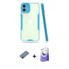 MARSİLYAN™- iPhone 12 Kılıf Atlas Asil Serisi - Siyah Bilvis 5in1 5D Magic Hayalet Cam Ekran Koruyucu + Shine Kamera Lens Koruma Cam - GD