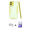 MARSİLYAN™- iPhone 12 Kılıf Atlas Asil Serisi - Siyah Bilvis 5in1 5D Magic Hayalet Cam Ekran Koruyucu + Rainbow Kamera Lens Koruma Cam - MR
