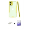 MARSİLYAN™- iPhone 12 Kılıf Atlas Asil Serisi - Siyah Bilvis 5in1 5D Magic Hayalet Cam Ekran Koruyucu + Renkli Kamera Lens Koruma Cam - TU