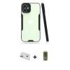 MARSİLYAN™- iPhone 12 Kılıf Atlas Asil Serisi - Siyah Joko Magic 5D Hayalet Cam + Rainbow Kamera Lens Koruma Cam - MR