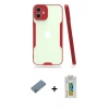 MARSİLYAN™- iPhone 12 Kılıf Atlas Asil Serisi - Siyah Polymer Nano Ekran Koruyucu + Shine Kamera Lens Koruma Cam - GS