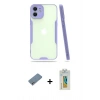 MARSİLYAN™- iPhone 12 Kılıf Atlas Asil Serisi - Siyah Polymer Nano Ekran Koruyucu + Shine Kamera Lens Koruma Cam - GS