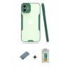 MARSİLYAN™- iPhone 12 Kılıf Atlas Asil Serisi - Siyah Polymer Nano Ekran Koruyucu + Shine Kamera Lens Koruma Cam - GS