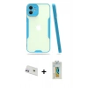 MARSİLYAN™- iPhone 12 Kılıf Atlas Asil Serisi - Siyah Polymer Nano Ekran Koruyucu + Rainbow Kamera Lens Koruma Cam - MR