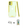 MARSİLYAN™- iPhone 12 Kılıf Atlas Asil Serisi - Siyah Polymer Nano Ekran Koruyucu + Rainbow Kamera Lens Koruma Cam - MR