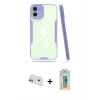 MARSİLYAN™- iPhone 12 Kılıf Atlas Asil Serisi - Siyah Polymer Nano Ekran Koruyucu + Rainbow Kamera Lens Koruma Cam - MR