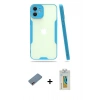MARSİLYAN™- iPhone 12 Kılıf Atlas Asil Serisi - Siyah Polymer Nano Ekran Koruyucu + Shine Kamera Lens Koruma Cam - PE