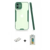 MARSİLYAN™- iPhone 12 Kılıf Atlas Asil Serisi - Siyah Polymer Nano Ekran Koruyucu + Renkli Kamera Lens Koruma Cam - PE