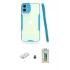 MARSİLYAN™- iPhone 12 Kılıf Atlas Asil Serisi - Siyah Polymer Nano Ekran Koruyucu + Renkli Kamera Lens Koruma Cam - PE