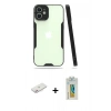 MARSİLYAN™- iPhone 12 Kılıf Atlas Asil Serisi - Siyah Polymer Nano Ekran Koruyucu + Renkli Kamera Lens Koruma Cam - PE