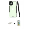 MARSİLYAN™- iPhone 12 Kılıf Atlas Asil Serisi - Siyah Polymer Nano Ekran Koruyucu + Renkli Kamera Lens Koruma Cam - SI