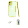MARSİLYAN™- iPhone 12 Kılıf Atlas Asil Serisi - Siyah Polymer Nano Ekran Koruyucu + Renkli Kamera Lens Koruma Cam - SI