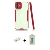 MARSİLYAN™- iPhone 12 Kılıf Atlas Asil Serisi - Siyah Polymer Nano Ekran Koruyucu + Renkli Kamera Lens Koruma Cam - SI
