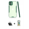 MARSİLYAN™- iPhone 12 Kılıf Atlas Asil Serisi - Siyah Polymer Nano Ekran Koruyucu + Şeffaf Kamera Lens Koruma Cam
