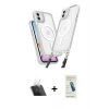 MARSİLYAN™- iPhone 12 Kılıf Atlas Doku Koleksiyonu - Şeffaf Pasifik Cam Ekran Koruyucu + Şeffaf Kamera Lens Koruma Cam