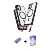 MARSİLYAN™- iPhone 12 Kılıf Atlas Doku Koleksiyonu - Siyah Bilvis 5in1 3D Magic Cam Ekran Koruyucu + Metal Kamera Lens Koruma Cam - GD