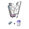 MARSİLYAN™- iPhone 12 Kılıf Atlas Doku Koleksiyonu - Siyah Bilvis 5in1 3D Magic Cam Ekran Koruyucu + Shine Kamera Lens Koruma Cam - GS