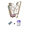 MARSİLYAN™- iPhone 12 Kılıf Atlas Doku Koleksiyonu - Siyah Bilvis 5in1 3D Magic Cam Ekran Koruyucu + Metal Kamera Lens Koruma Cam - MI