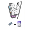 MARSİLYAN™- iPhone 12 Kılıf Atlas Doku Koleksiyonu - Siyah Bilvis 5in1 3D Magic Cam Ekran Koruyucu + Metal Kamera Lens Koruma Cam - MI