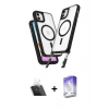 MARSİLYAN™- iPhone 12 Kılıf Atlas Doku Koleksiyonu - Siyah Bilvis 5in1 3D Magic Cam Ekran Koruyucu + Kamera Lens Koruma Cam - SF