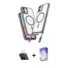MARSİLYAN™- iPhone 12 Kılıf Atlas Doku Koleksiyonu - Siyah Bilvis 5in1 3D Magic Cam Ekran Koruyucu + Kamera Lens Koruma Cam - SF