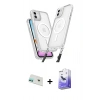 MARSİLYAN™- iPhone 12 Kılıf Atlas Doku Koleksiyonu - Siyah Bilvis 5in1 5D Magic Hayalet Cam Ekran Koruyucu + Rainbow Kamera Lens Koruma Cam - YL