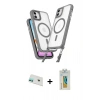 MARSİLYAN™- iPhone 12 Kılıf Atlas Doku Koleksiyonu - Siyah Polymer Nano Ekran Koruyucu + Rainbow Kamera Lens Koruma Cam - YL