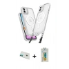 MARSİLYAN™- iPhone 12 Kılıf Atlas Doku Koleksiyonu - Siyah Polymer Nano Ekran Koruyucu + Rainbow Kamera Lens Koruma Cam - YL