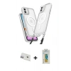 MARSİLYAN™- iPhone 12 Kılıf Atlas Doku Koleksiyonu - Siyah Polymer Nano Ekran Koruyucu + Rainbow Kamera Lens Koruma Cam - MR
