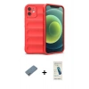 MARSİLYAN™- iPhone 12 Kılıf Atlas Koleksiyonu - Şeffaf Pasifik Cam Ekran Koruyucu + Shine Kamera Lens Koruma Cam - GS