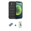 MARSİLYAN™- iPhone 12 Kılıf Atlas Koleksiyonu - Şeffaf Pasifik Cam Ekran Koruyucu + Shine Kamera Lens Koruma Cam - GS