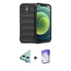 MARSİLYAN™- iPhone 12 Kılıf Atlas Koleksiyonu - Siyah Bilvis 5in1 3D Magic Cam Ekran Koruyucu + Raze Metal Kamera Lens - MI