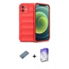 MARSİLYAN™- iPhone 12 Kılıf Atlas Koleksiyonu - Siyah Bilvis 5in1 3D Magic Cam Ekran Koruyucu + Shine Kamera Lens Koruma Cam - MI