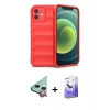 MARSİLYAN™- iPhone 12 Kılıf Atlas Koleksiyonu - Siyah Bilvis 5in1 5D Magic Hayalet Cam Ekran Koruyucu + Raze Metal Kamera Lens - KI