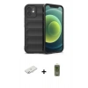 MARSİLYAN™- iPhone 12 Kılıf Atlas Koleksiyonu - Siyah Joko Magic 5D Hayalet Cam + Renkli Kamera Lens Koruma Cam - SI