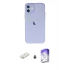MARSİLYAN™- iPhone 12 Kılıf Atlas Minimal Prime - Siyah Bilvis 5in1 3D Magic Cam Ekran Koruyucu + Turuncu Renkli Kamera Lens Koruma Cam