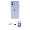 MARSİLYAN™- iPhone 12 Kılıf Atlas Minimal Prime - Siyah Bilvis 5in1 5D Magic Hayalet Cam Ekran Koruyucu + Renkli Kamera Lens Koruma Cam - YL