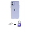MARSİLYAN™- iPhone 12 Kılıf Atlas Minimal Prime - Siyah Bilvis 5in1 5D Magic Hayalet Cam Ekran Koruyucu + Renkli Kamera Lens Koruma Cam - PE